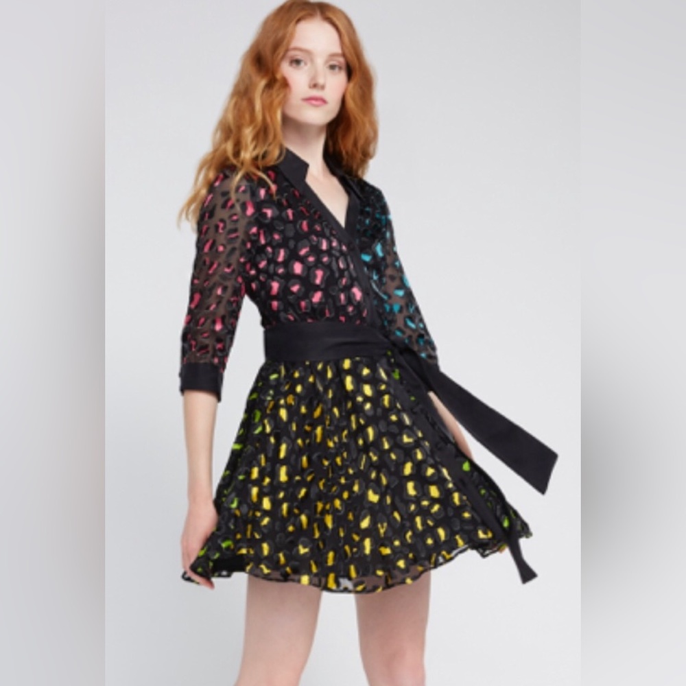Alice + Olivia Raja Rainbow mosaic Mini dress